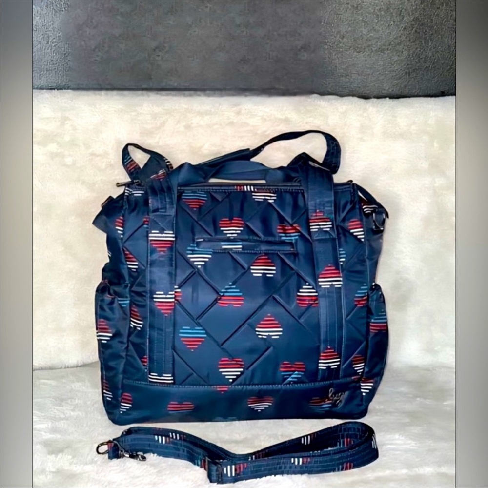 Lug Baby Yacht Tote/Shoulder Bag Stylish Hearts Navy   NWOT